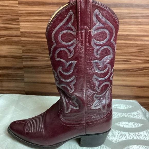 Justin Boots - Red / Maroon - Women’s 9 1/2 - Mens 8 - Picture 7 of 9